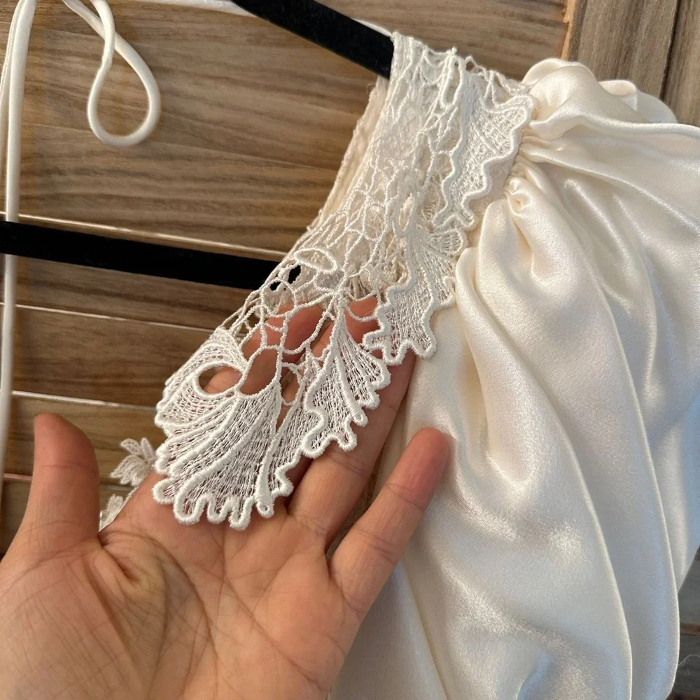 Vintage Cachet Bari Protas cream lace beaded wedding prom formal gown size S - Picture 13 of 14
